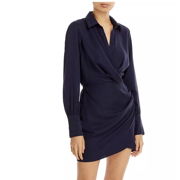 Aqua Dresses & Skirts - AQUA Collared Faux Wrap Dress - NWT - Size Small